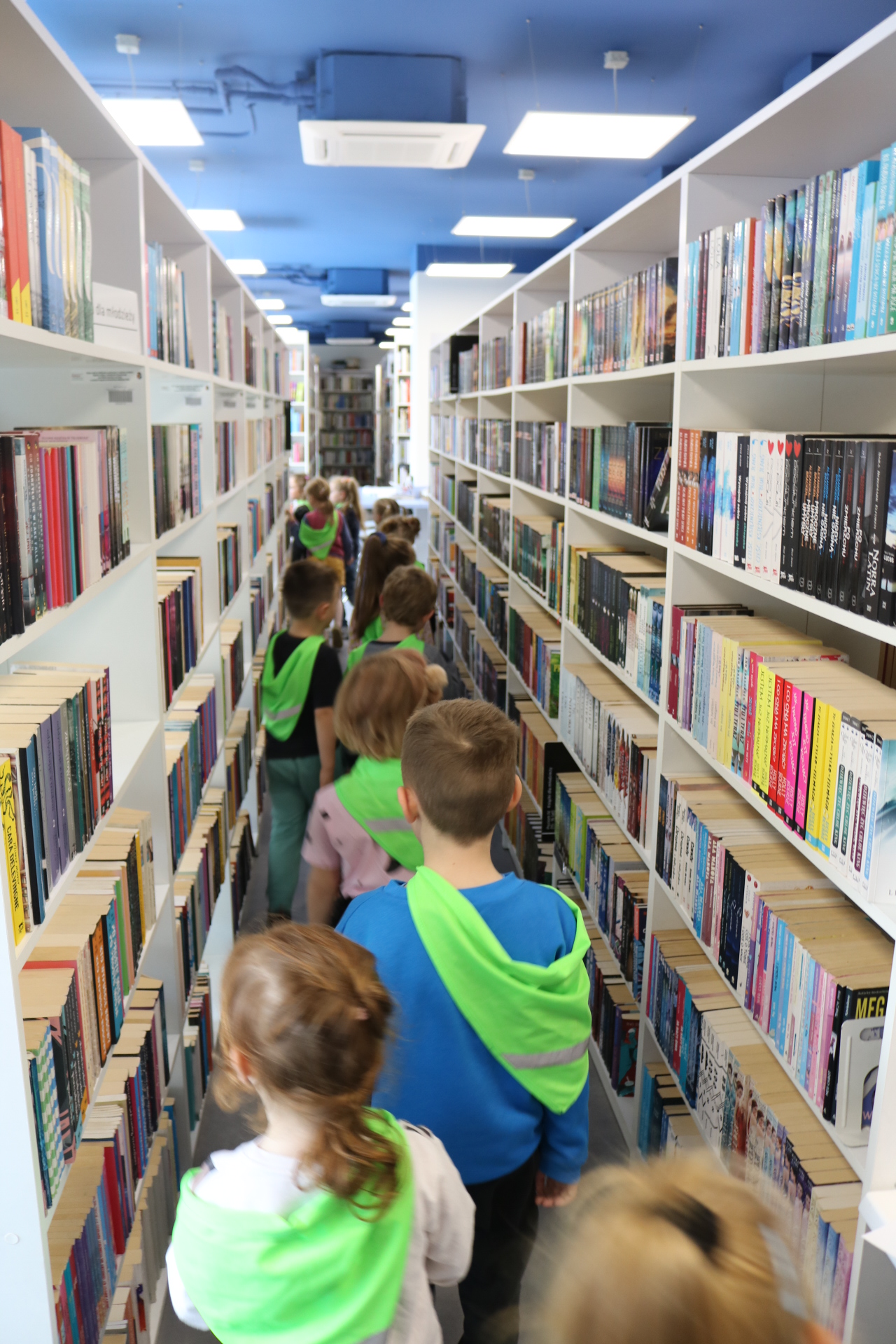 dzieci w trekcie lekcji bibliotecznej