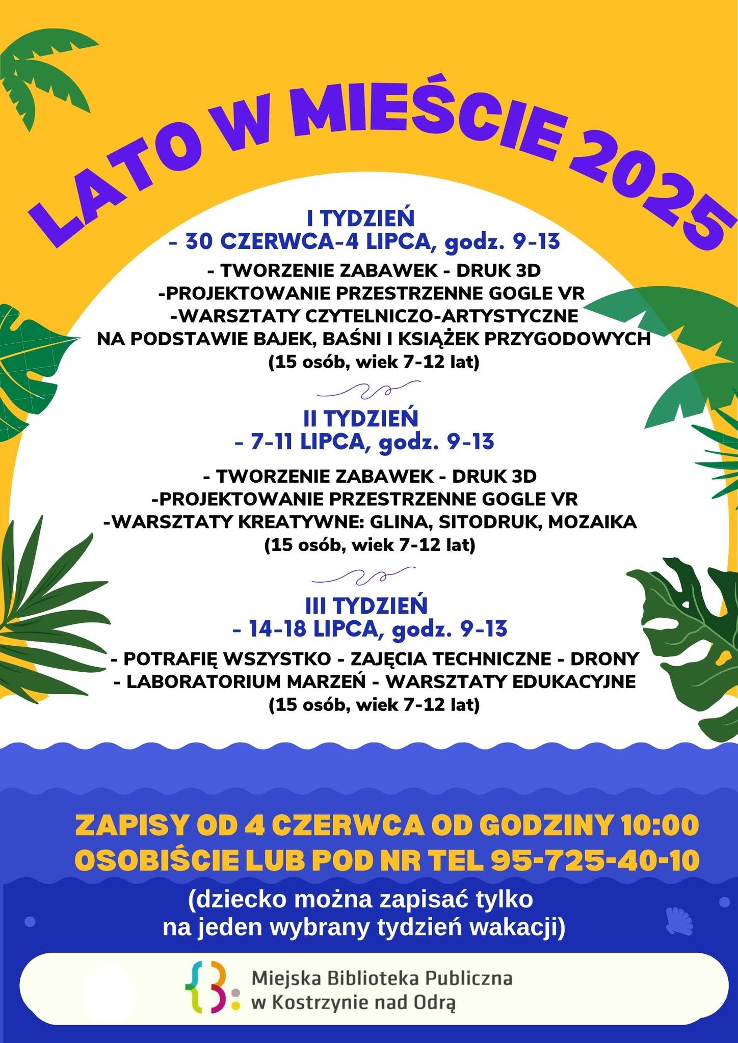 Plakat informacyjny dot. zajęć w bibliotece