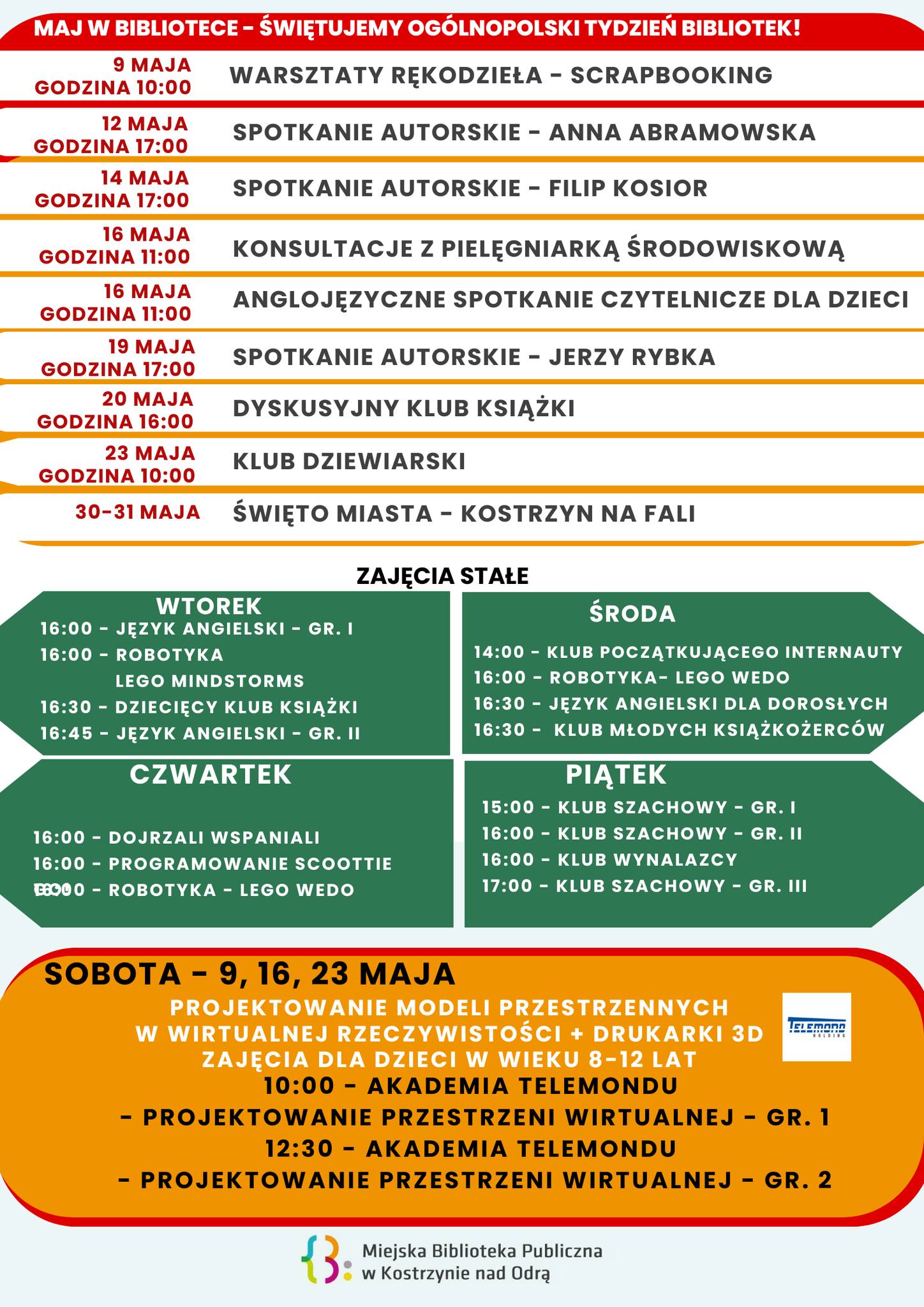 MAj 2026 w bibliotece Plakat informacyjny - ogólny