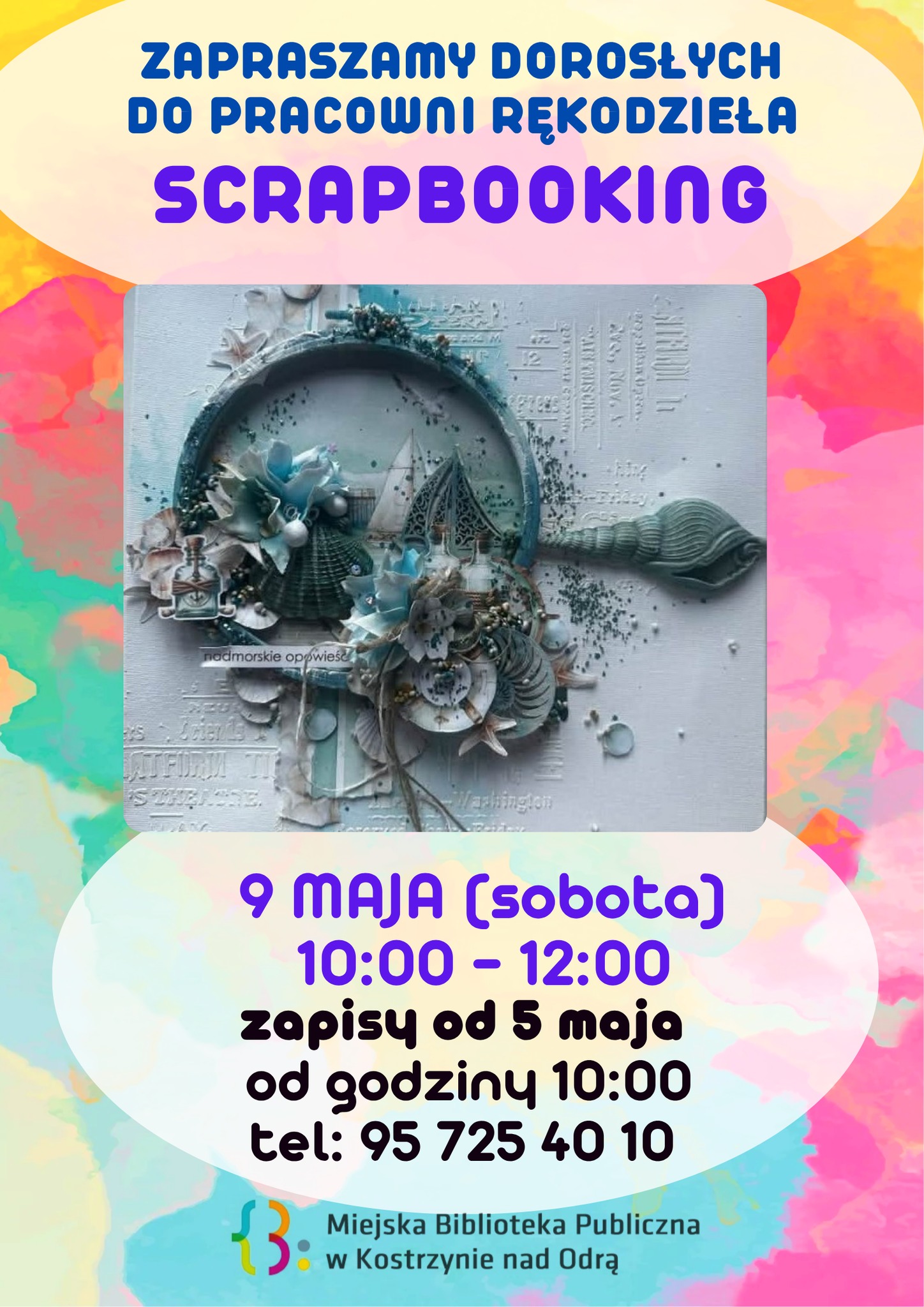 Pracownia rękodzieła zaprasza - Scrapbooking Plakat informacyjny - ogólny
