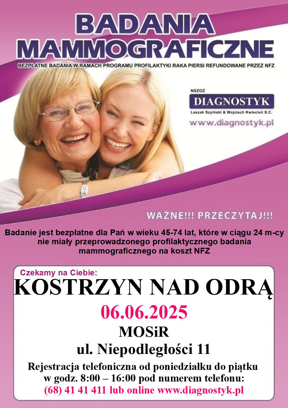 Badanie mamograficzne - plakat informacyjny